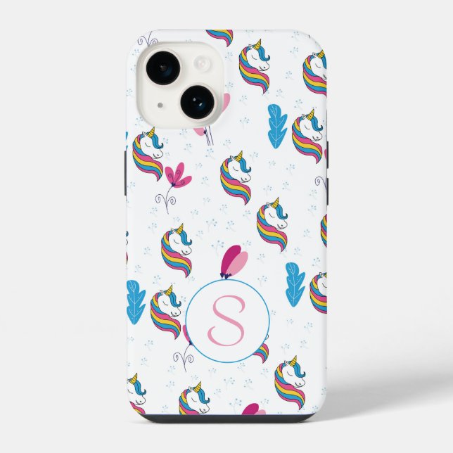 Coque iPhone Monogramme Unicorne Whimsical Fun (Verso)