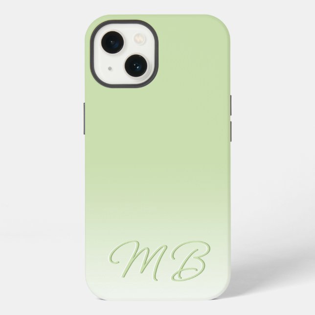 Coque iPhone Monogramme vert citron clair simple élégant person (Verso)