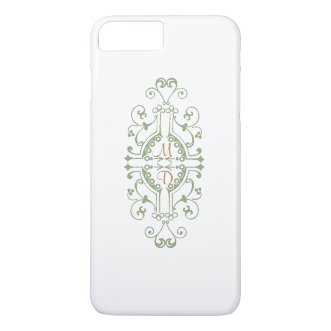 Coque iphone Monogramme vert et or (Dos)
