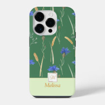 Monogramme vert Fleur sauvage floral
