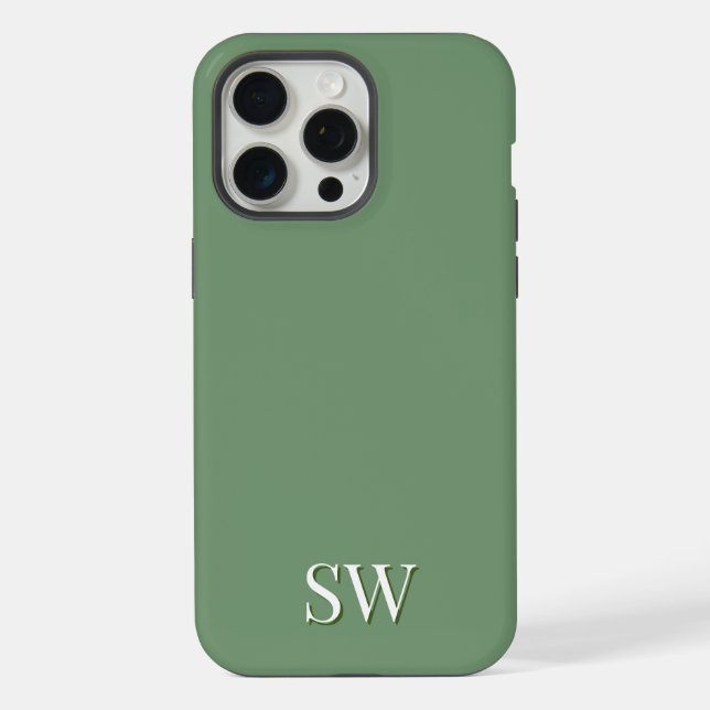 Coque iPhone Monogramme vert personnalisé (Verso)
