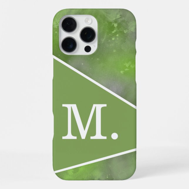 Coque iPhone Monogramme vert Sage moderne (Verso)