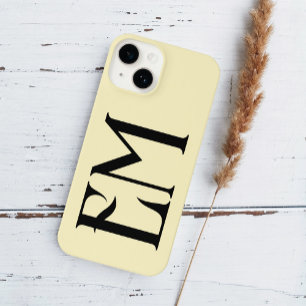 Coque Pour iPhone 14 Monogramme Vintage Chic Jaune