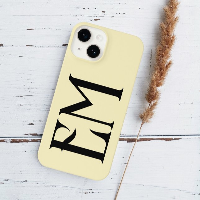 Coque iPhone Monogramme Vintage Chic Jaune (Créateur téléchargé)