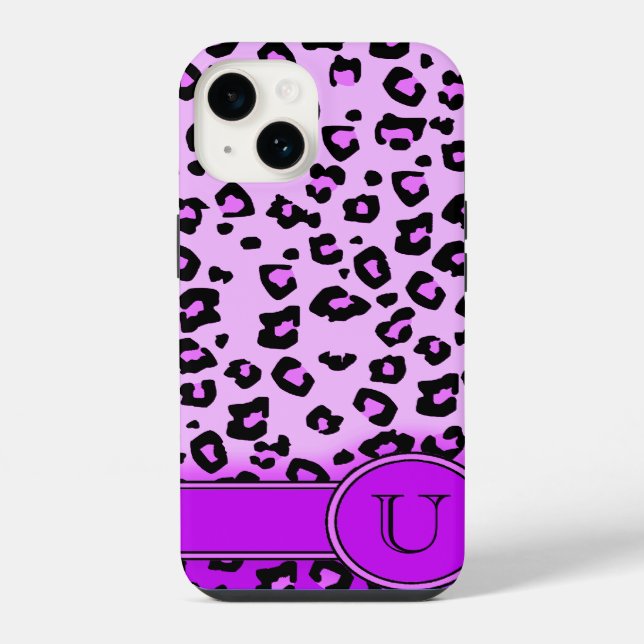 Coque iPhone Monographie violette poster de animal léopard (Verso)