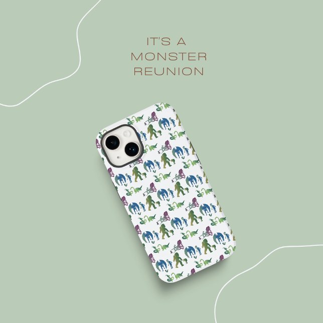 Coque iPhone Monster Reunion Funny Ombre Créature Bleu Vert (Créateur téléchargé)