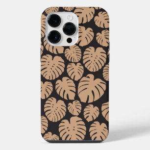 Coque Pour Pour iPhone 14 Pro Max Monstera en Tan et noir