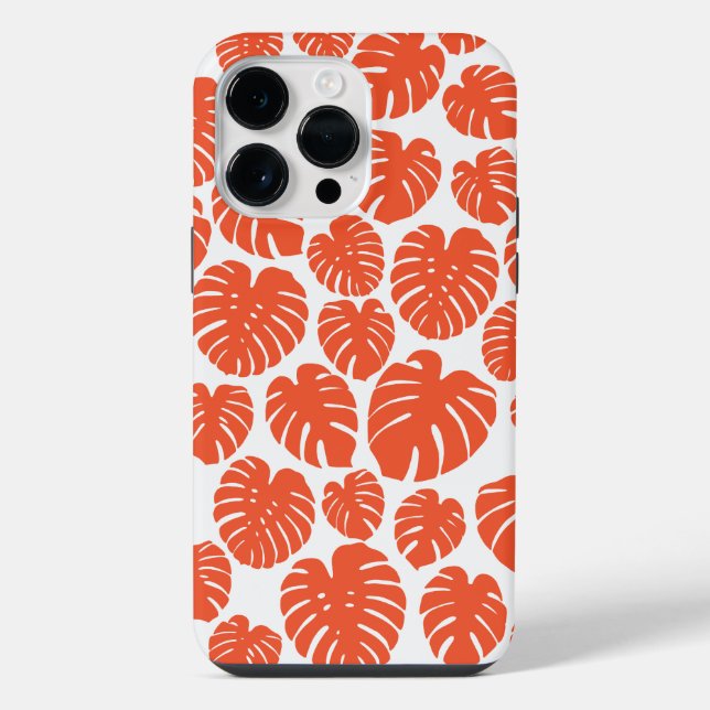 Coque iPhone Monstera - Orange et Blanc (Verso)