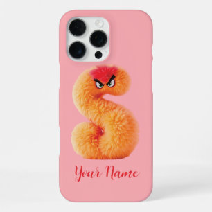 Coque iPhone 16 Pro Max Monstre S pelucheux personnalisable Initial