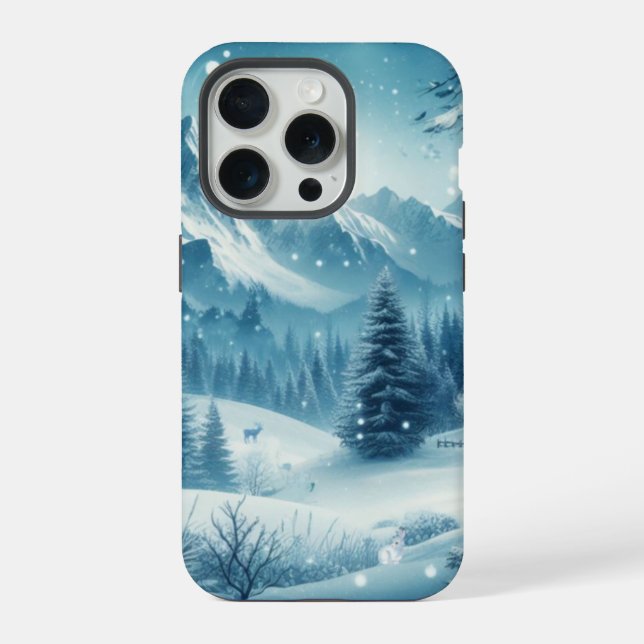 Coque iPhone Montagne enneigée en hiver (Verso)