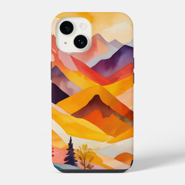 Coque iPhone Montagnes chaudes d'automne (Verso)