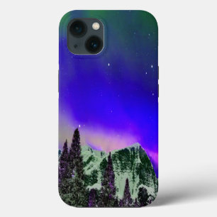 Etui iPhone 13 Montagnes d'hiver à la nuit