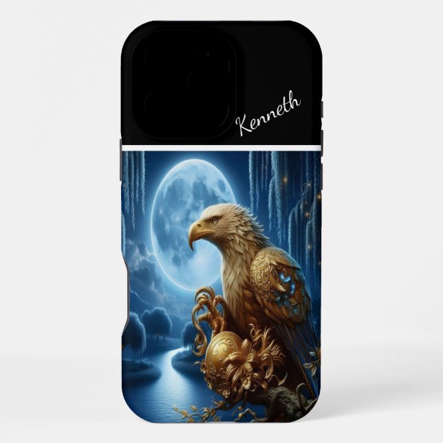 Coque iPhone Montre Lune Aigle Royal (Verso)