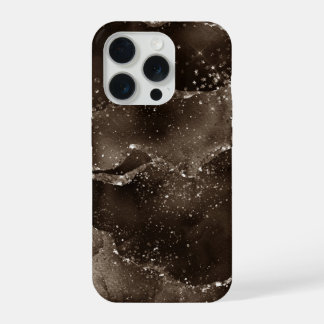 Coque iPhone 15 Pro Moody Agate | Café Brown bronze doré Taupe