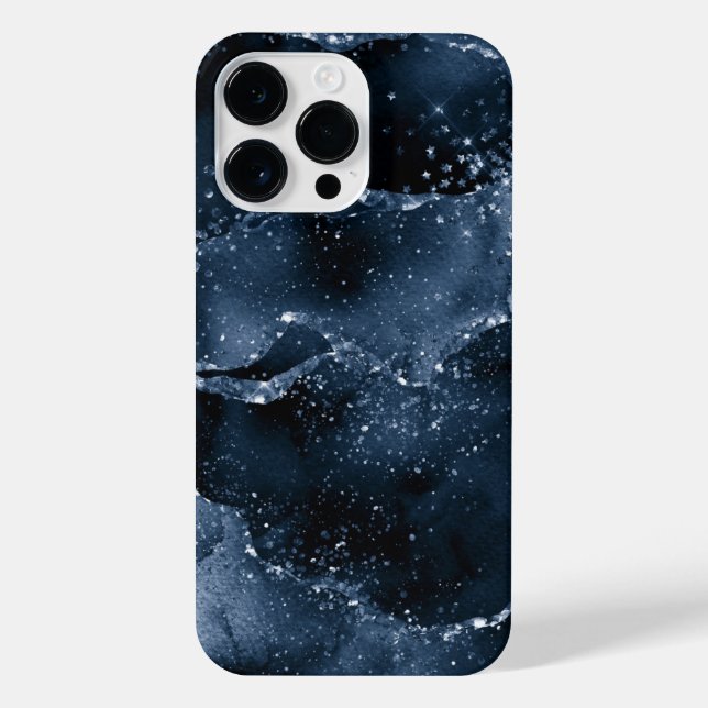 Coque iPhone Moody Agate | Marine Denim Steel Blue Faux Parties (Verso)