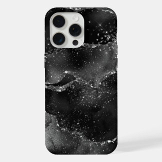 Coque iPhone 15 Pro Max Moody Agate | Onyx Black Silver Vampy Goth Parties