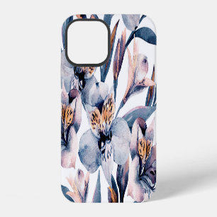 Coque iPhone 12 Moody Alstroemeria : Motif des fleurs d'aquarelle