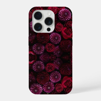 Coque iPhone 15 Pro Moody Luxe 3D Burgundy Floral Phone Case