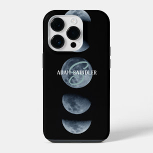 Coque Pour iPhone 14 Plus Moon Phrase Nom personnalisé Black Galaxy Space St