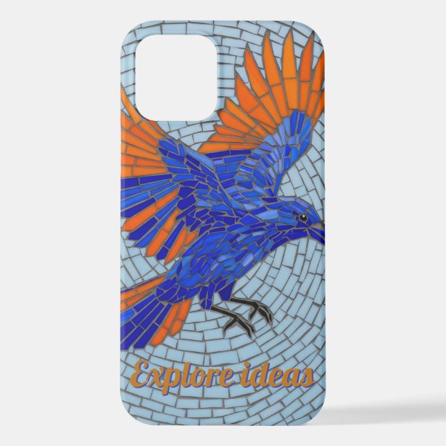 Coque iPhone Mosaic Bluebird Flight Stained Glass Phone Case (Verso)