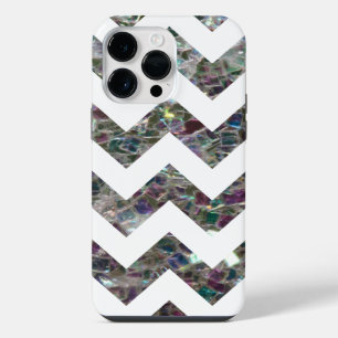 Coque Pour Pour iPhone 14 Pro Max Mosaïque argentée colorée scintillante et Chevron