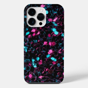 Coque Pour Pour iPhone 14 Pro Max Mosaïque bleue rose scintillante paillettes étince