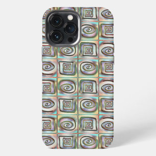 Etui iPhone 13 Pro Max Mosaïque carrée grossière teintée à motif en spira