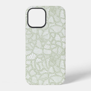 Coque iPhone 12 Mosaïque de feuille aléatoire vert pâle