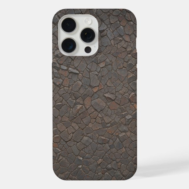 Coque iPhone Mosaïque de pierre Brown rustique Texture de roche (Verso)