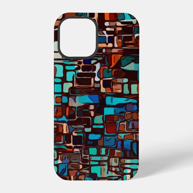 Coque iPhone mosaïque de verre coloré abstrait (Verso)