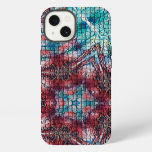 ETUI iPhone 13 MOSAÏQUE ÉTOILE ROUGE BLEU ABSTRAITE