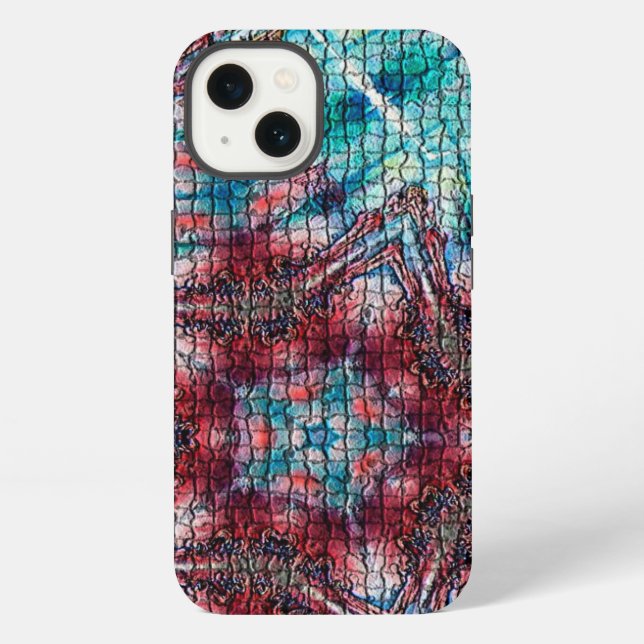 COQUE iPhone MOSAÏQUE ÉTOILE ROUGE BLEU ABSTRAITE (Verso)