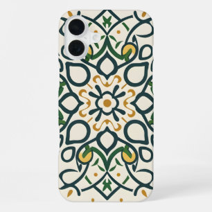 Coque iPhone 16 Plus mosaïque florale, motif Mandala