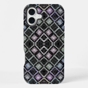 Coque iPhone 16 Plus Mosaïque Mandala Pastel avec Treillis Argenté