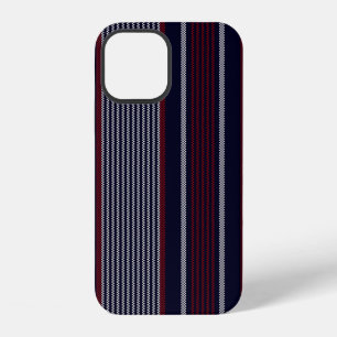 Coque iPhone 12 Motif à bande texturée sans soudure avec bleu mari