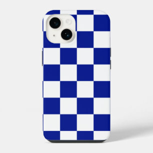 Coque Pour iPhone 14 Motif à carreaux bleu royal et blanc