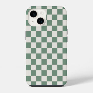 Coque Pour iPhone 14 Motif à carreaux classique vert et crème