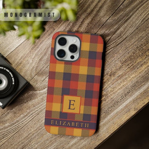 Coque iPhone 15 Pro Max Motif à carreaux jaune orange violet personnalisé