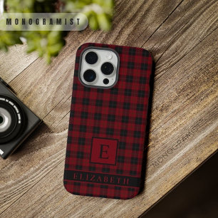 Coque iPhone 15 Pro Max Motif à carreaux personnalisé Marron Rouge Vert No