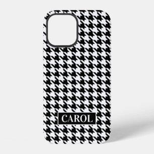 Coque iPhone 12 Motif à carreaux pied-de-poule noir et blanc tenda
