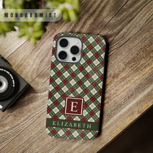 Coque iPhone 15 Pro Max Motif à carreaux rouge vert blanc personnalisable