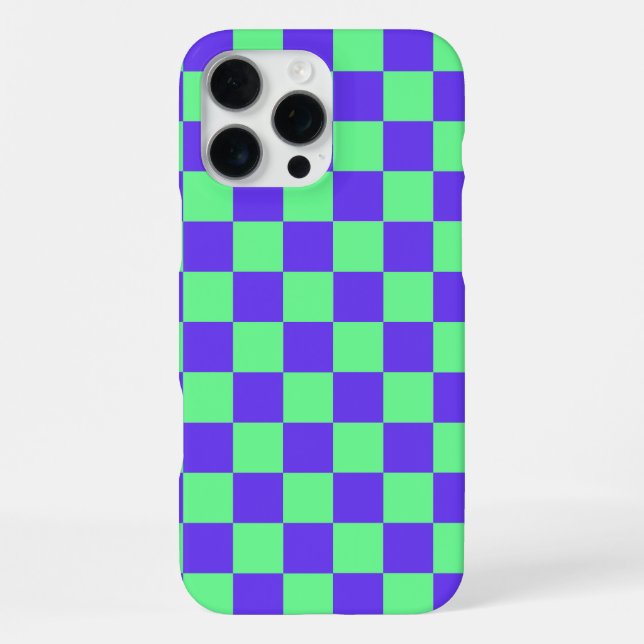 Coque iPhone Motif à carreaux violet et vert (Verso)