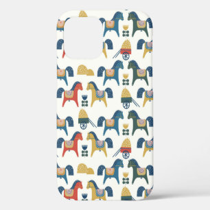 Coque iPhone 12 Motif à cheval inspiré de l'art scandinave.