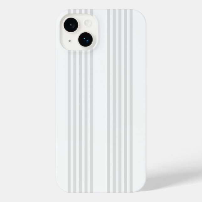 Coque iPhone Motif à cinq bandes gris clair et blanc (Verso)