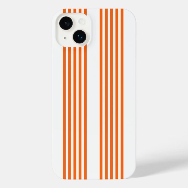 Coque iPhone Motif à cinq bandes orange et blanc (Verso)