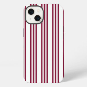 Etui iPhone 13 Motif à cinq bandes rouge et blanc bordeaux