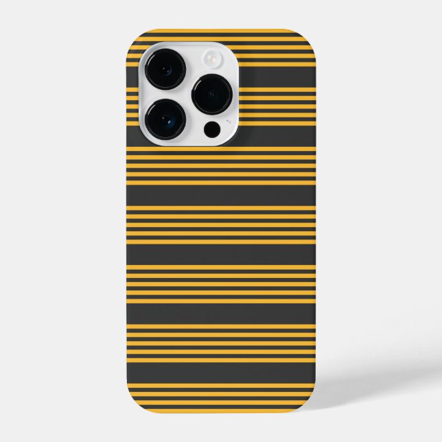 Coque iPhone Motif à cinq bandes Sunny jaune et charbon de bois (Verso)