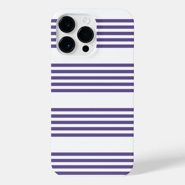 Coque iPhone Motif à cinq bandes Ultra violet et blanc (Verso)
