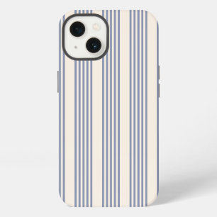 Etui iPhone 13 Motif à cinq rayures bleu-gris et beige