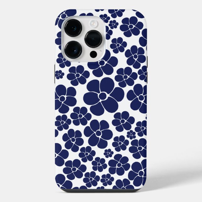 Coque iPhone Motif à fleurs - Bleu et Blanc (Verso)